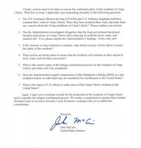 McCain Letter to Kerry